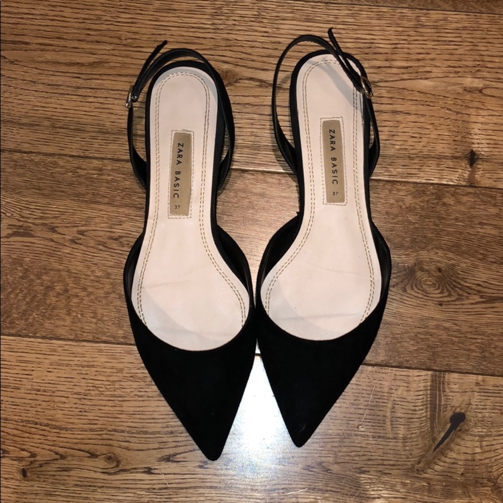 Zara pointy toe sling back flats.